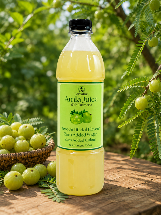 FarmRas Amla Juice | Zero Artificial Flavouring and Colours | Boosts Skin & Hair Health | 700ml Healthy Juice