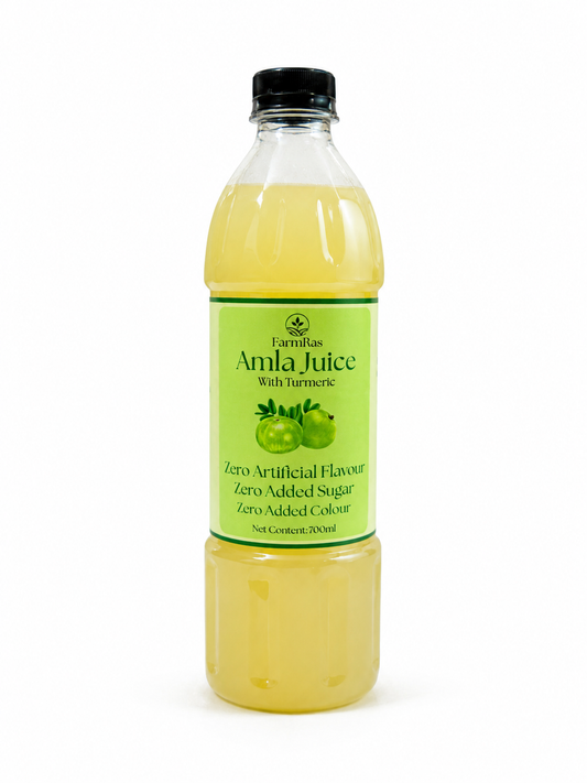FarmRas Amla Juice | Zero Artificial Flavouring and Colours | Boosts Skin & Hair Health | 700ml Healthy Juice