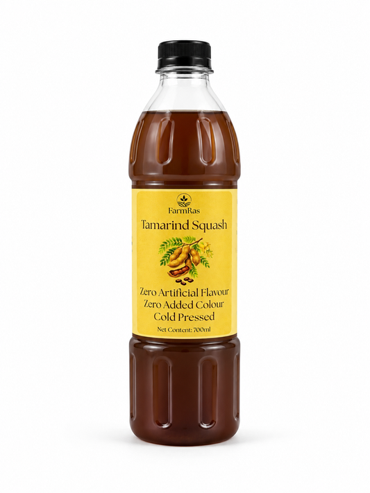 FarmRas Tamarind Squash (700ml, makes 1.7lt Juice) | Zero Artificial Flavour and Colouring | Fruit Squash